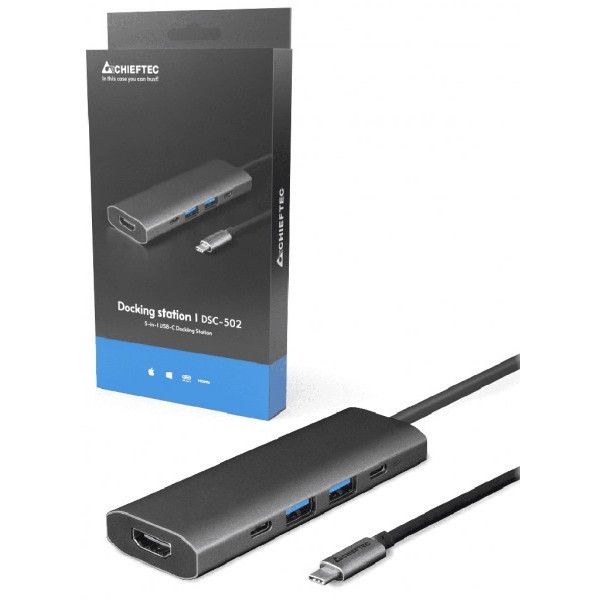 Фото - Док-станция Chieftec USB3.2 Type-C HDMI/USB 3.2x2/USB-C/PD 80W 5-in-1 (DSC-502)