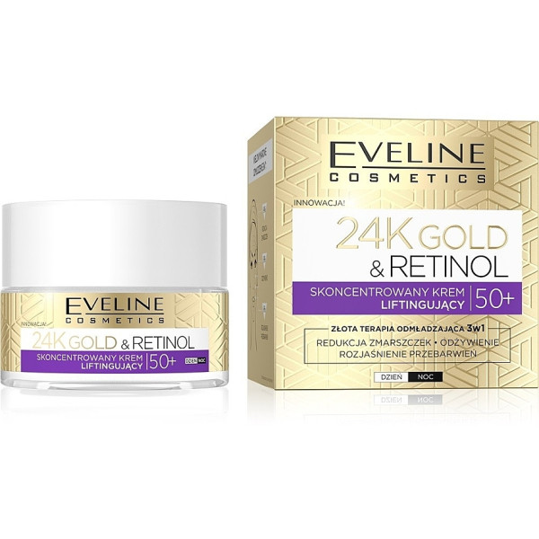 Фото - Крем для лица EVELINE 24K Gold & Retinol 50+ лифтинг эффект 50 мл (5903416055150)