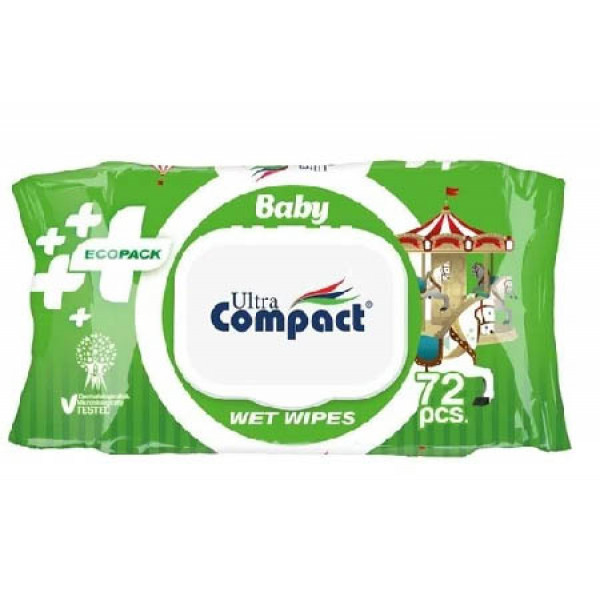 Фото - Салфетки влажные для детей Ultra Compact ECOPACK с клапаном 72 шт. (8697420534714)