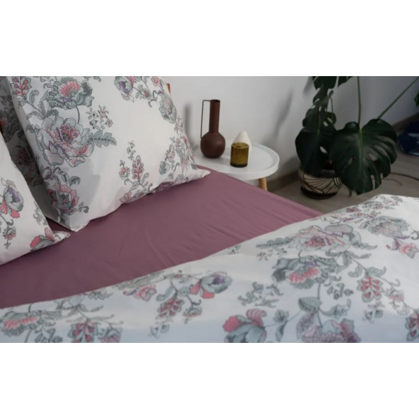 Фото - Простынь полуторная ТЕП ВДОХНОВЕНИЕ с резинкой 140х200 см Пепельная роза (2-04016_26844)