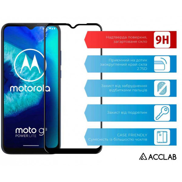 Фото - Защитное стекло для смартфона ACCLAB Full Glue for Moto G8 Power Lite Paper pack (1283126518591)