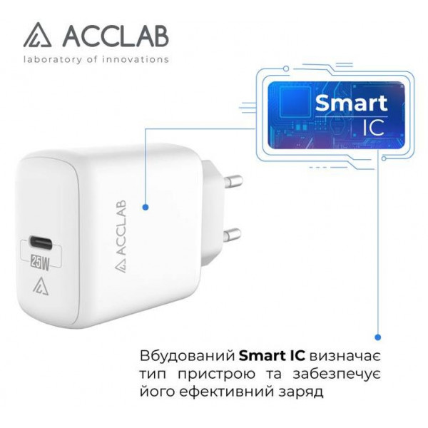 Фото - Сетевое зарядное устройство ACCLAB AL-TC125 White (1283126538841)