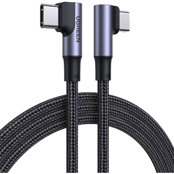 Фото - Кабель синхронизации данных UGREEN US335 Angled USB Type-C to Angled USB Type-C 1m Black (70696)