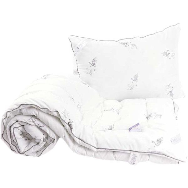 Фото - Набор одеяло полуторное + подушка Руно 140х205 + 50х70 см зі штучного лебединого пуху (924.52ЛПКУ)