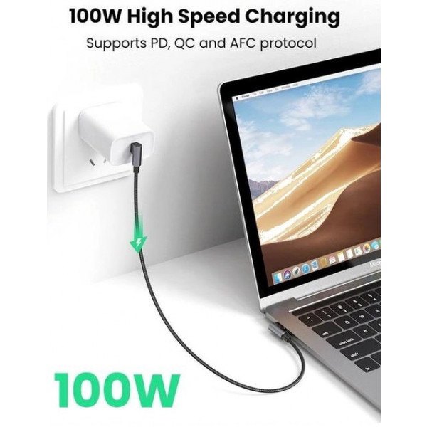 Фото - Кабель синхронизации данных UGREEN US335 Angled USB Type-C to Angled USB Type-C 1m Black (70696)