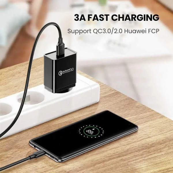 Фото - Кабель синхронизации данных UGREEN US184 USB 3.0 to USB Type-C Male 0.5m Black (20881)