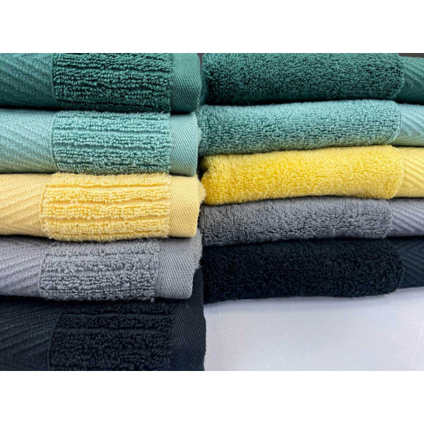 Фото - Полотенце банное GM Textile желтое махровое зеро твист с бордюром 100х150