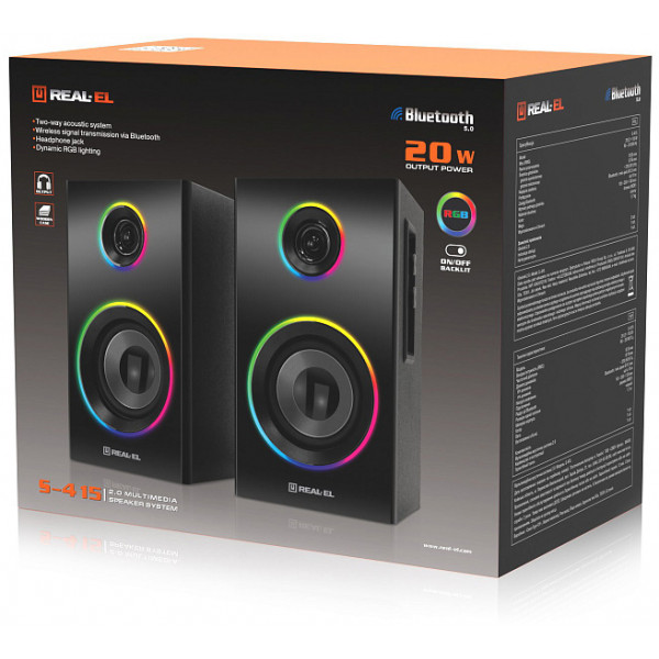 Фото - Уценка - Компьютерная акустика компактная 2.0 REAL-EL S-415 Black (EL121200017)