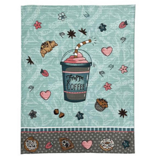 Фото - Полотенце кухонное Прованс Кофе бирюза 45х60 см (032033)