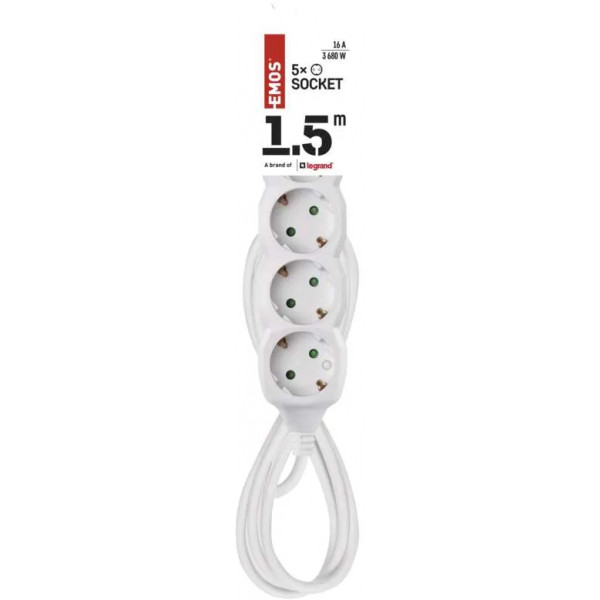 Фото - Удлинитель 220В EMOS P0521, 5 розетки, 1,5м.