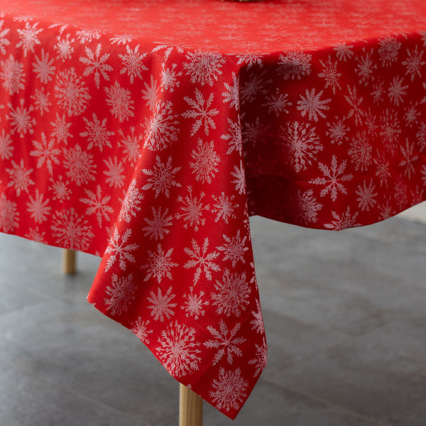 Фото - Скатерть прямоугольная Едельвіка Снежинки 240х145 см Червона (248-23/00)