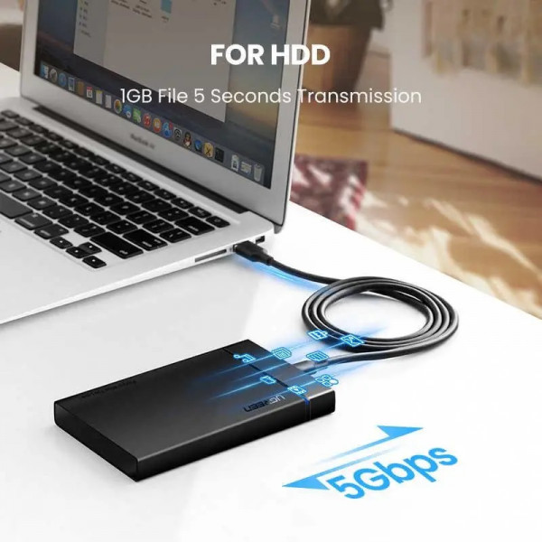 Фото - Кабель синхронизации данных UGREEN US184 USB 3.0 to USB Type-C Male 0.5m Black (20881)