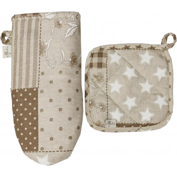 Фото - Набор прихваток Прованс Печворк бежевый 32х20 см (034950)