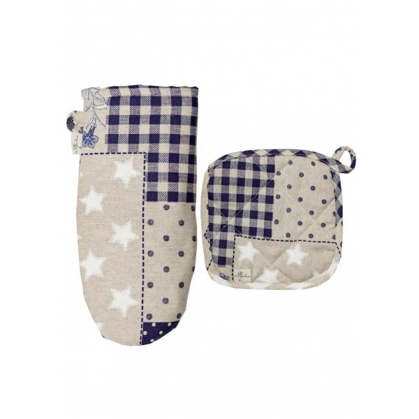 Фото - Набор прихваток Прованс Печворк синий 32х20 см (034968)