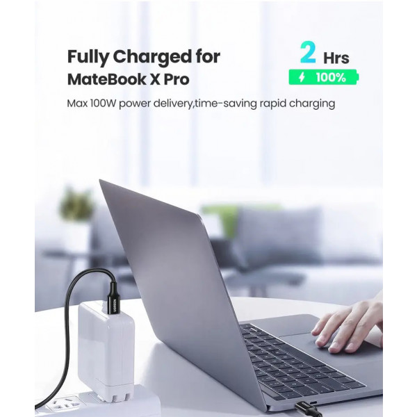 Фото - Кабель синхронизации данных UGREEN US300 Type C 2.0 Male To Type C 2.0 Male 5A Data  1.5m Black (20528)