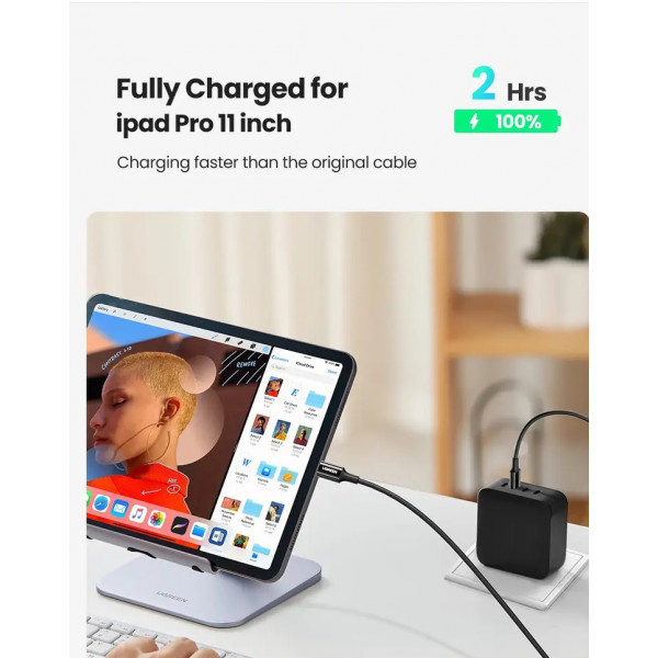 Фото - Кабель синхронизации данных UGREEN US300 Type C 2.0 Male To Type C 2.0 Male 5A Data  1.5m Black (20528)