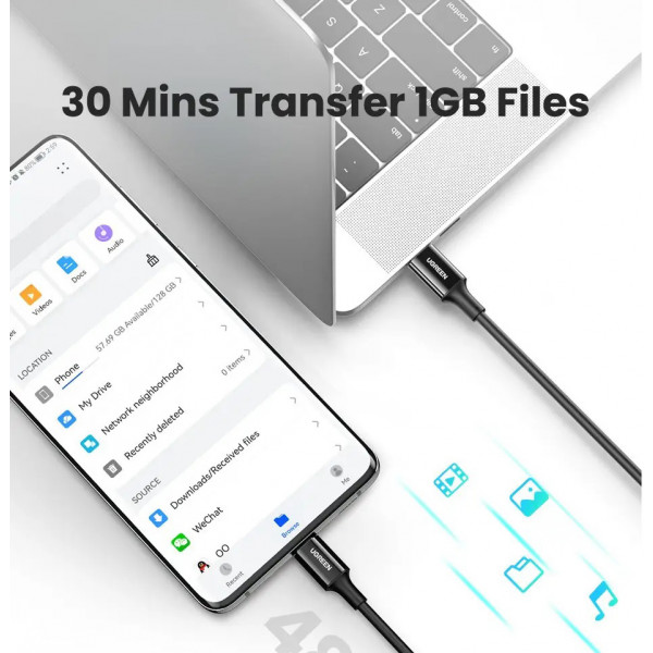 Фото - Кабель синхронизации данных UGREEN US300 Type C 2.0 Male To Type C 2.0 Male 5A Data  1.5m Black (20528)