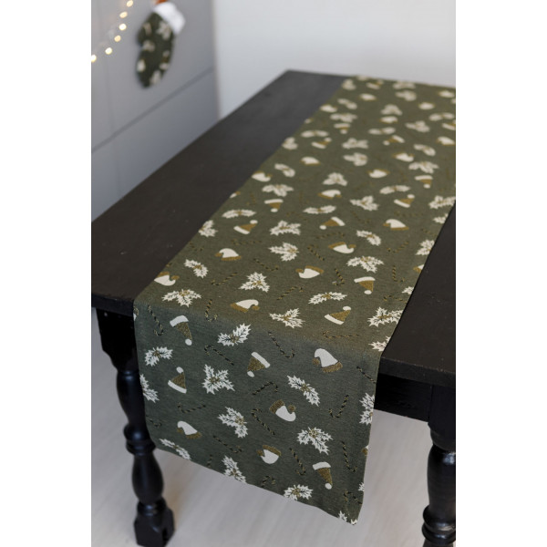 Фото - Скатерть раннер Прованс Шапочки на зеленом 40х180 см (036826)