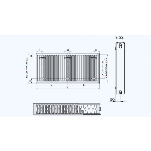 Фото - Радиатор отопления Terra Teknik 22 тип 500х1600 бок. подключение