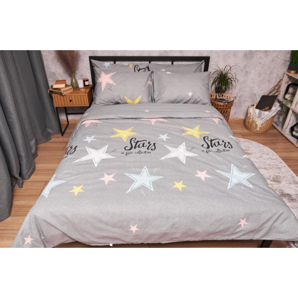 Фото - Комплект постельного белья Moon&Star Бязь Gold Люкс Gray Stars 175х210 (MS-820003017)