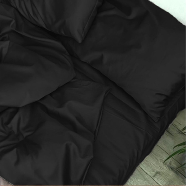 Фото - Простынь двуспальная MirSon 180х190 см Soft Touch of SATIN 006 Black (2200011278681)