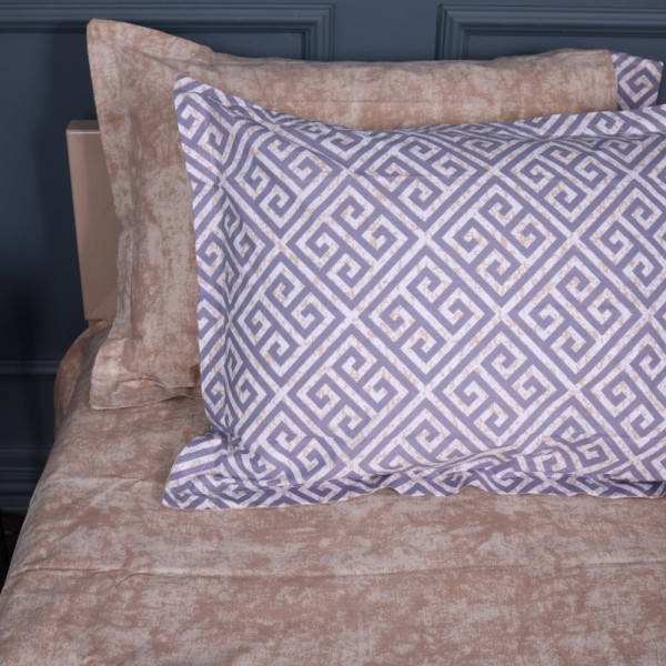 Фото - Простынь двуспальная MirSon Поплин 00-4 Geometry Beige 180х200 см (2200009703164)