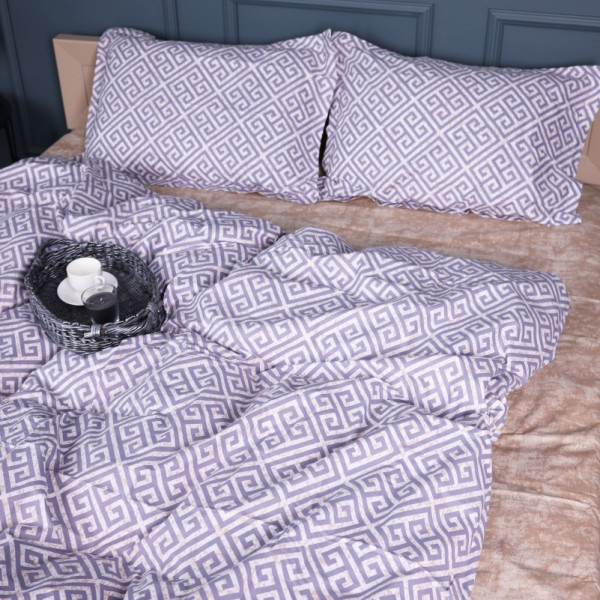 Фото - Простынь двуспальная MirSon Поплин 00-4 Geometry Beige 180х200 см (2200009703164)