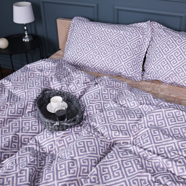 Фото - Простынь двуспальная MirSon Поплин 00-4 Geometry Beige 180х200 см (2200009703164)