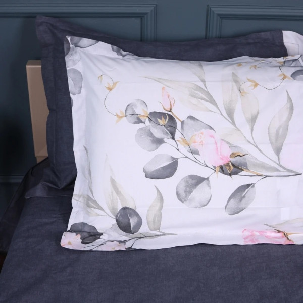 Фото - Простынь двуспальная MirSon Поплин 00-7 Pink Flowers 180х190 см (2200009706967)