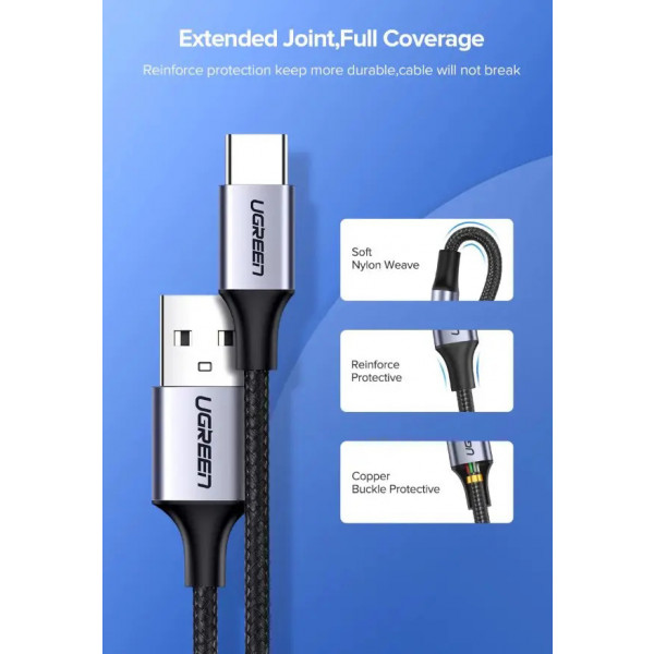 Фото - Кабель синхронизации данных UGREEN US288 USB 2.0 to USB Type-C 0.5m Black (60125)