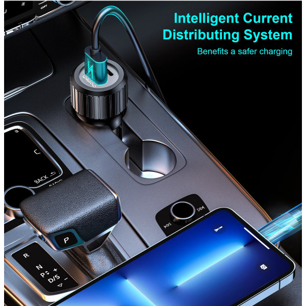 Фото - Автомобильное зарядное устройство Choetech 1USB Type C 63W 1USB 18W PD3.0 QC3.0 Black (TC0010)