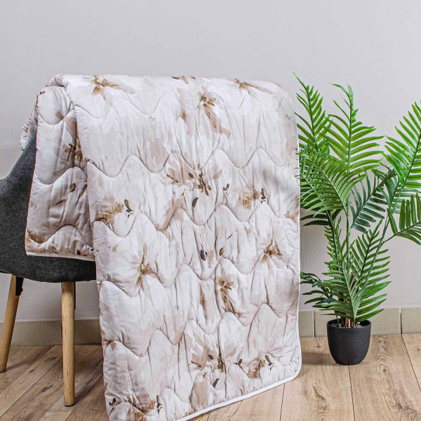 Фото - Одеяло всесезонное полуторное Home Line ранфорс+шерсть 140х210 МАСЛО Бежевый (192161)