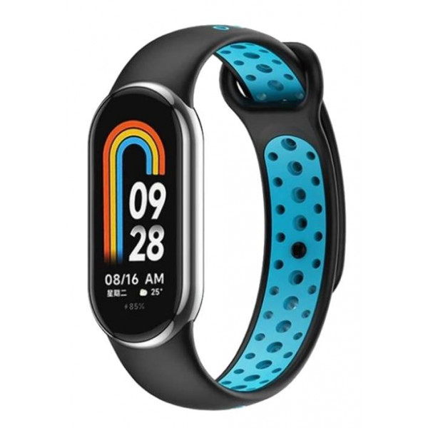 Фото - Ремешок для фитнес-браслета BeCover Vents Style for Xiaomi Mi Smart Band 8 Black-Blue (709414)