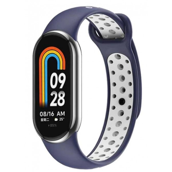 Фото - Ремешок для фитнес-браслета BeCover Vents Style for Xiaomi Mi Smart Band 8 Blue-White (709419)