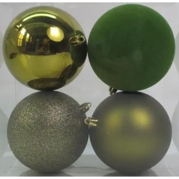 Фото - Набор ёлочных игрушек Novogod'ko 10 см 4 шт. оливковый (974425)
