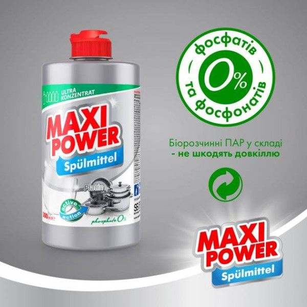 Фото - Средство для ручного мытья посуды Maxi Power Платинум 500 мл (4823098411949)