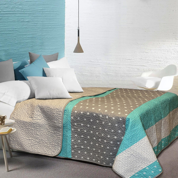 Фото - Покрывало полуторное Zastelli двустороннее Звездное Сияние Star Dots 145х210 см серый (20294)