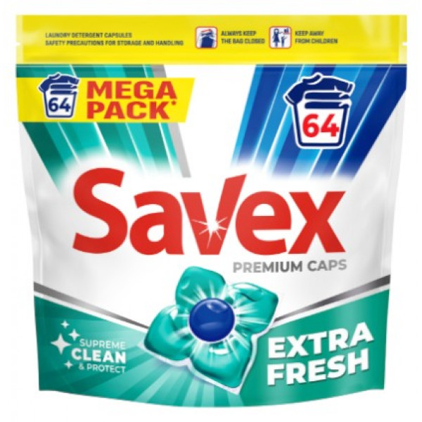 Фото - Капсулы для стирки SAVEX Caps Extra Fresh 64 шт. (3800024048173)
