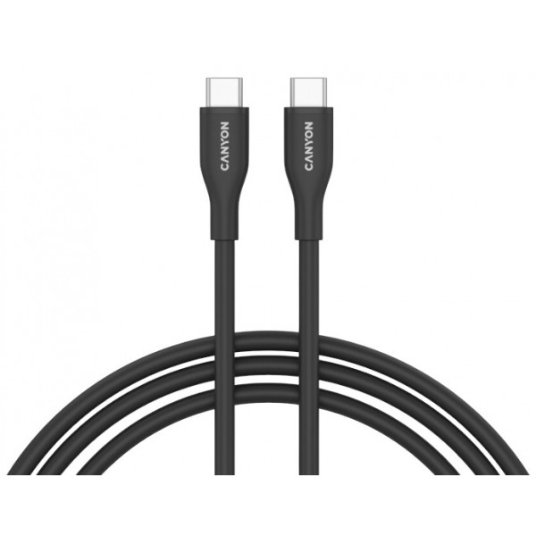 Фото - Кабель синхронизации данных Canyon CC60SC10 Type-C to Type-C 60W 1m Silicon Black (CNS-CC60SC10B)