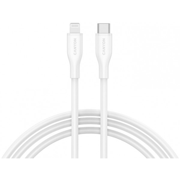 Фото - Кабель Canyon CLNM60 Type-C to Lightning 60W MFI 1m Silicon White (CNS-CLNM60SC10W)