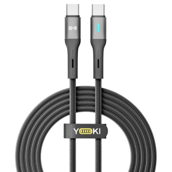 Фото - Кабель синхронизации данных YOKI LED Type-C to Type-C 60W 2m Black (YK-LE17)