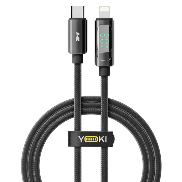 Фото - Кабель синхронизации данных YOKI DISPLAY Type-C to Lightning 30W 1.2m Black (YK-DI88) Фото - Кабель синхронизации данных YOKI DISPLAY Type-C to Lightning 30W 1.2m Black (YK-DI88)