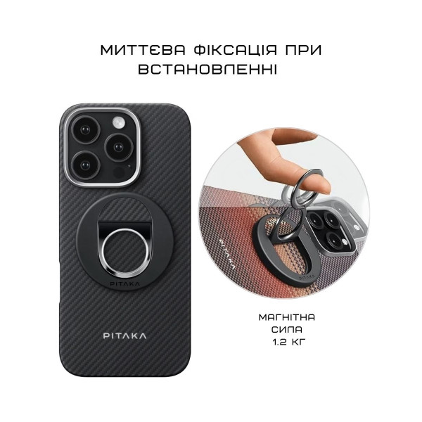 Фото - Держатель-кольцо Pitaka MagEZ Grip 3 Twill 600D Black/Grey (MGB2402)