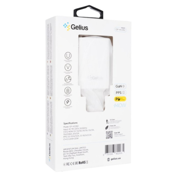 Фото - Сетевое зарядное устройство Gelius Dos GP-HC062 40W 2Type-C White (99740)