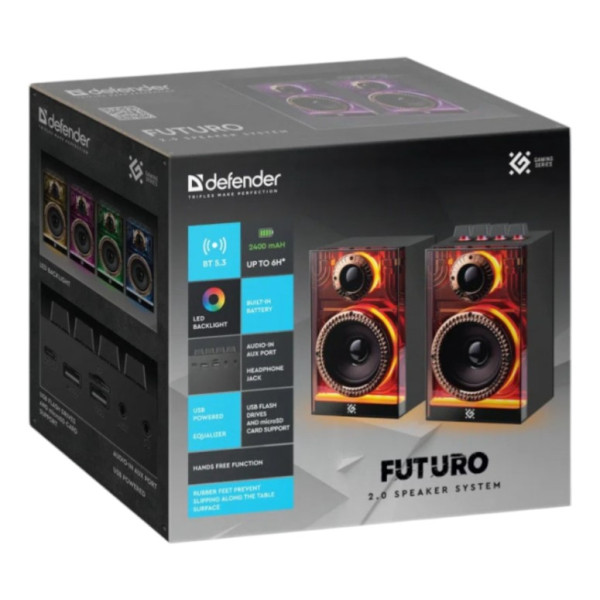 Фото - Компьютерная акустика компактная 2.0 Defender Futuro Bluetooth/USB/TF/AUX (65087)