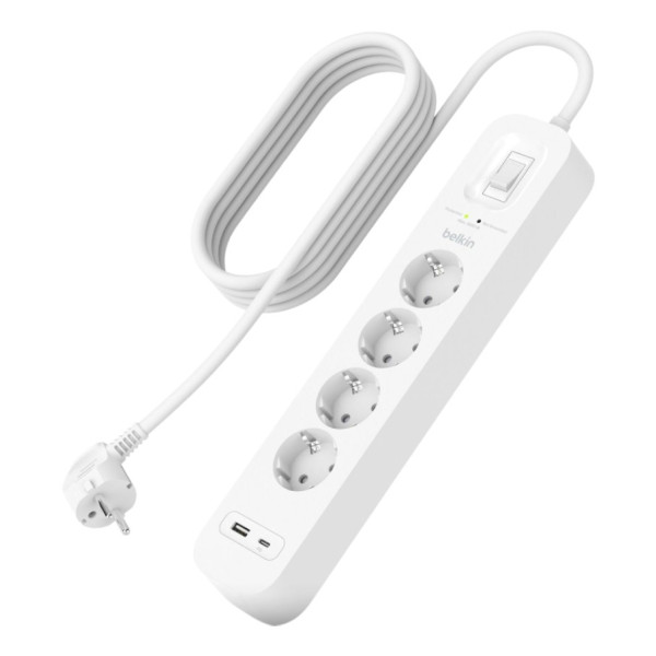 Фото - Сетевой фильтр Belkin 4хТип F 2m USB-A/USB-C 18Вт (SRB001VF2M)