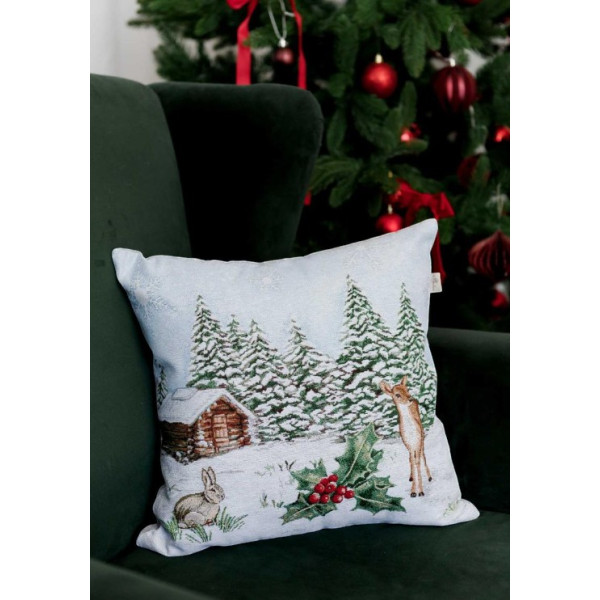 Фото - Наволочка Прованс Новогодняя декоративная Squirrel Зайчик с оленем 45х45 см (041927)