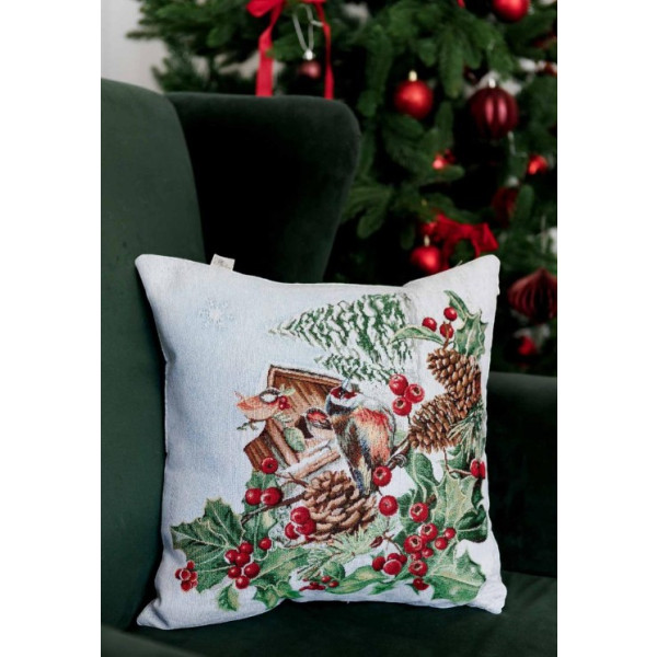 Фото - Наволочка Прованс Новогодняя декоративная Squirrel Птичка 45х45 см (041923)