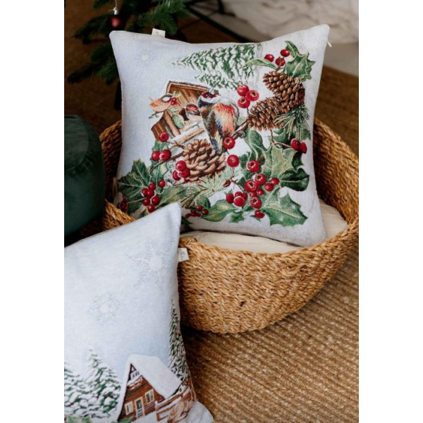Фото - Наволочка Прованс Новогодняя декоративная Squirrel Птичка 45х45 см (041923)