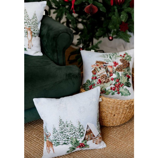 Фото - Наволочка Прованс Новогодняя декоративная Squirrel Птичка 45х45 см (041923)